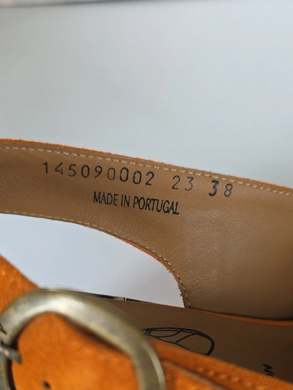 FLY London Burnt Orange Suede Mule Sandals Chunky Heel Buckle Straps Sz 38/7.5US